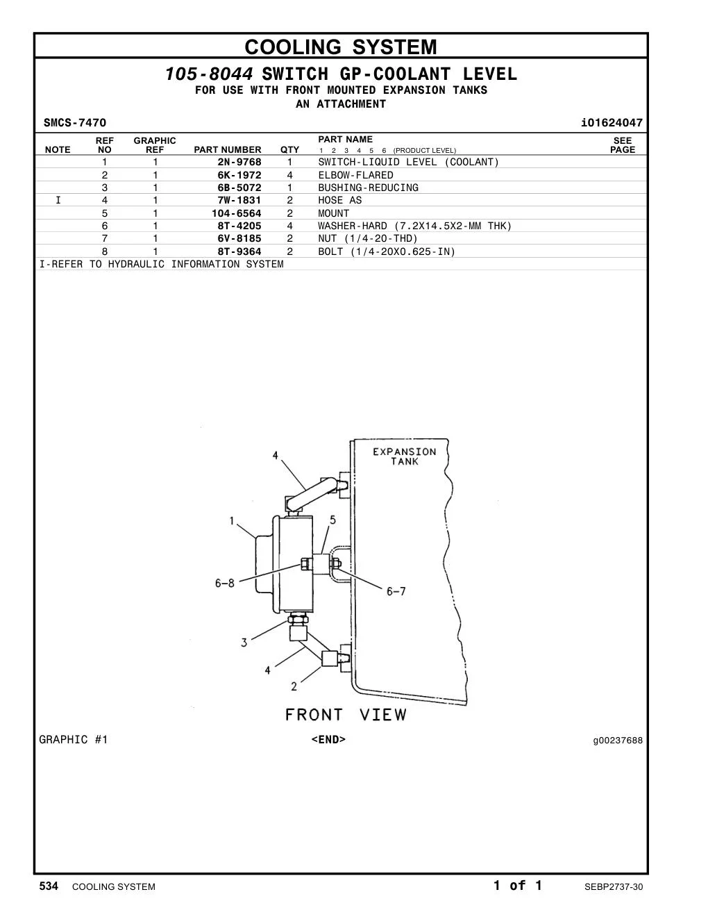 8T-9364 - BOLT (1/4-20X0.625-IN)