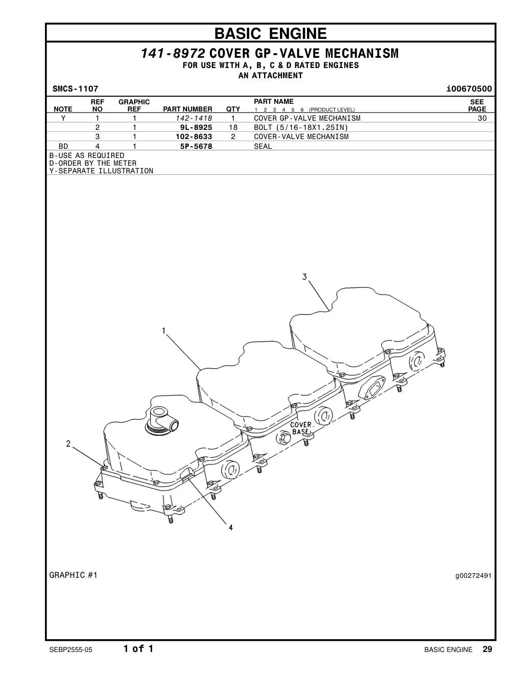 102-8633 - COVER-VALVE MECHANISM