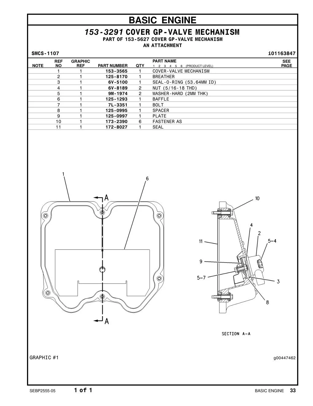 153-3565 - COVER-VALVE MECHANISM
