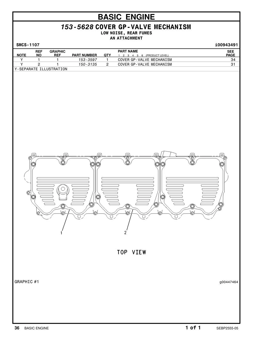 153-3597 - COVER GP-VALVE MECHANISM