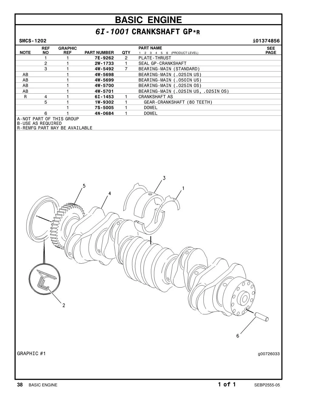4W-5492 - BEARING-MAIN (STANDARD)