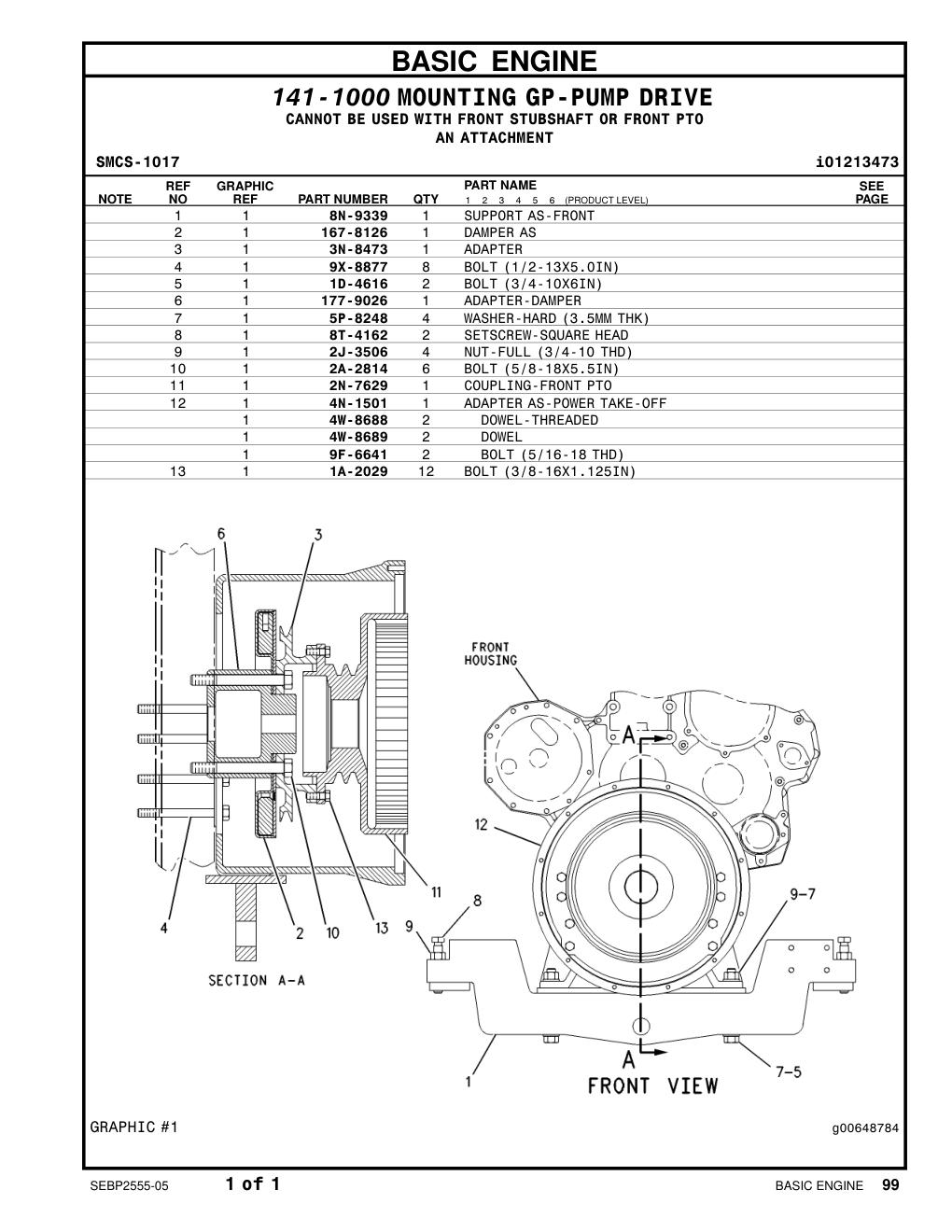 4N-1501 ADAPTER AS-POWER TAKE-OFF CAT parts manual diagram