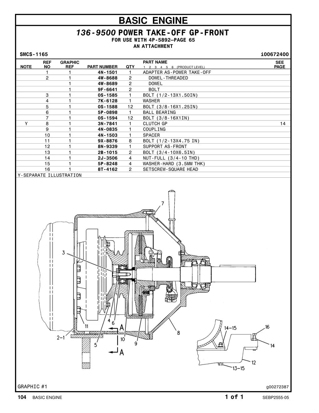 9X-8876 - BOLT (1/2-13X4.75-IN)