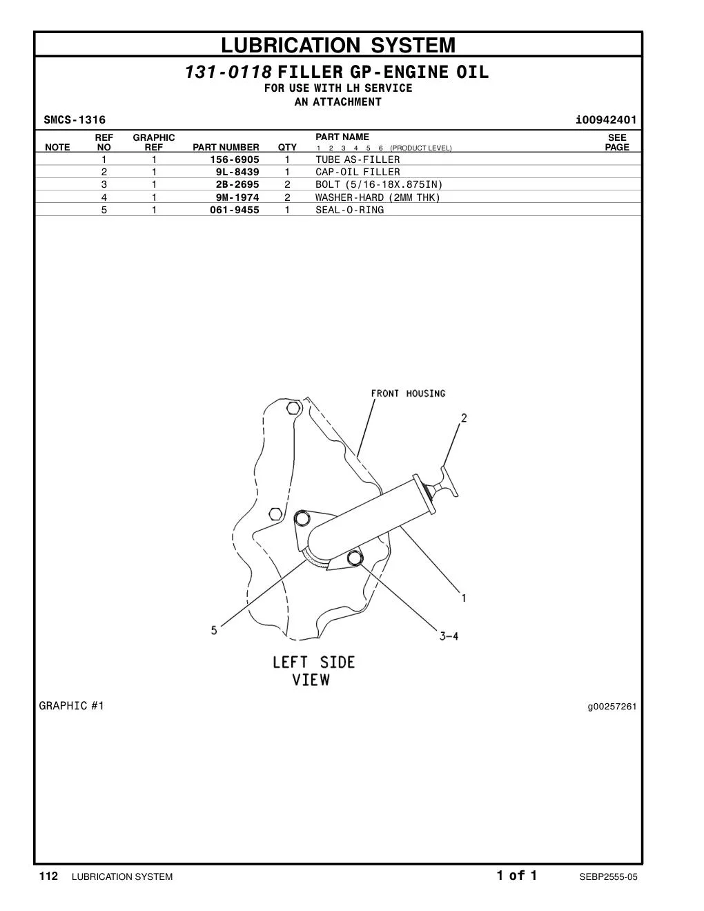 156-6905 TUBE AS-FILLER CAT parts manual diagram