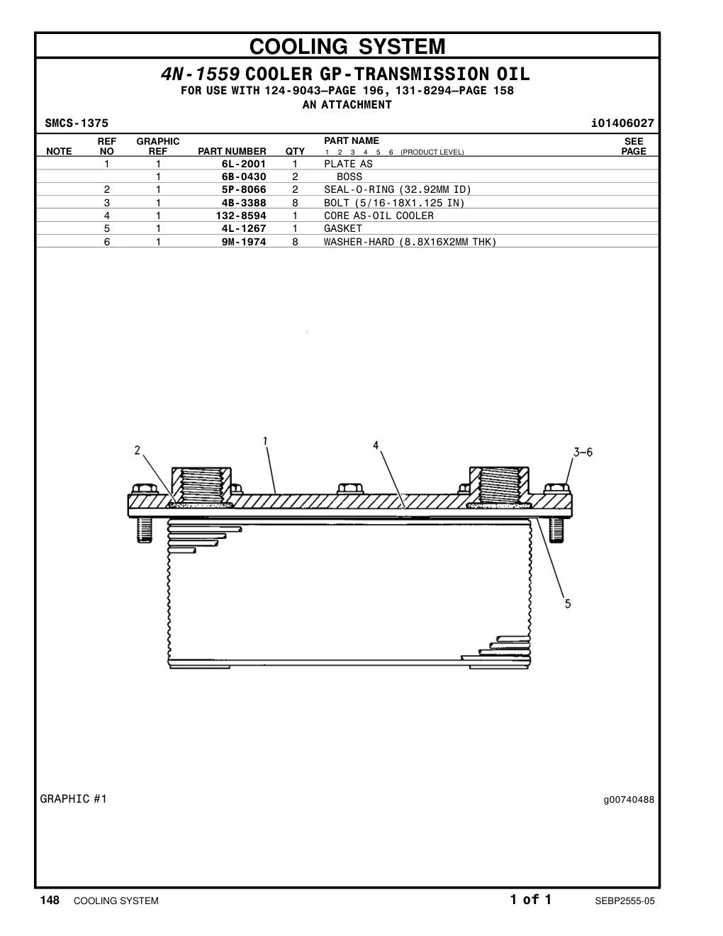 132-8594 CORE AS-OIL COOLER CAT parts manual diagram