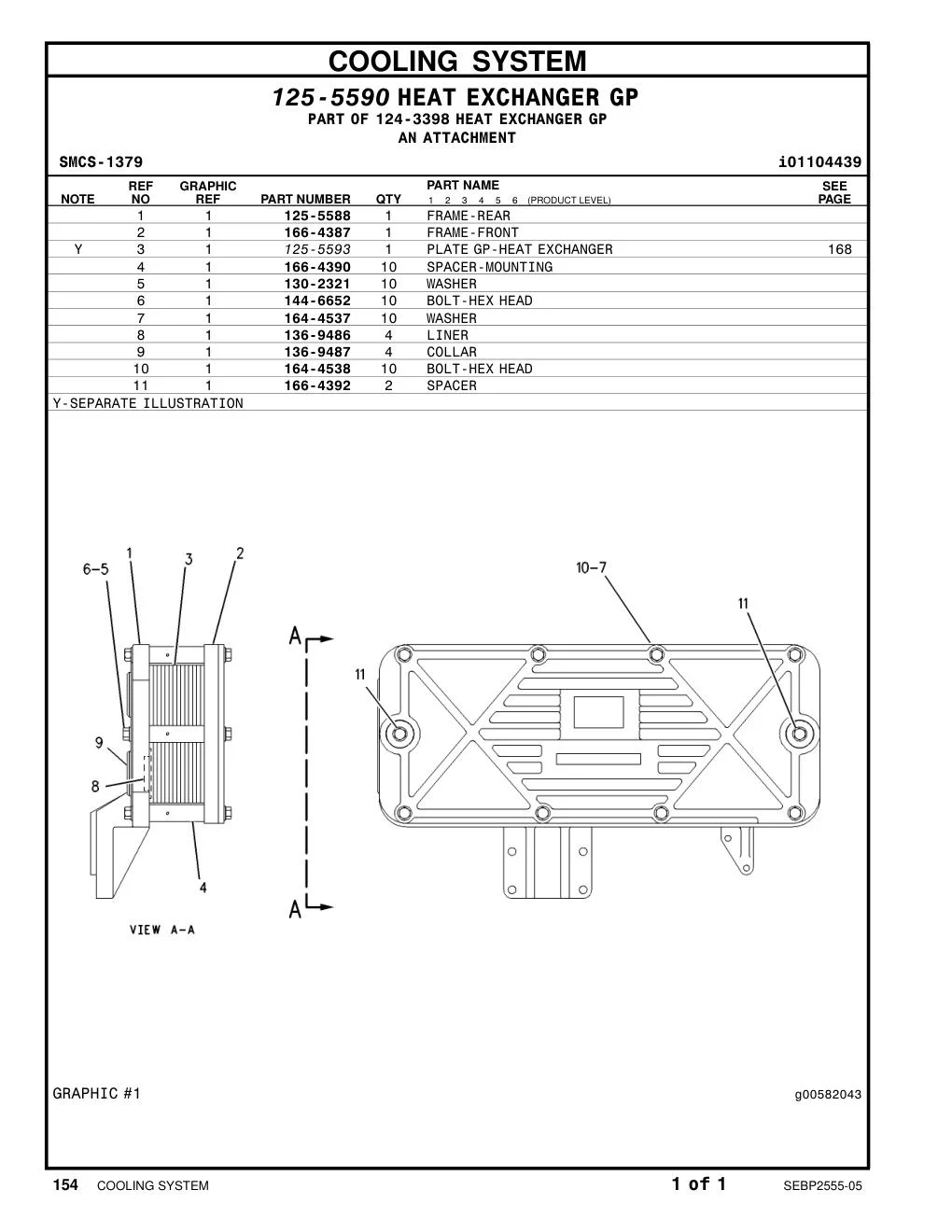 166-4392 SPACER CAT parts manual diagram