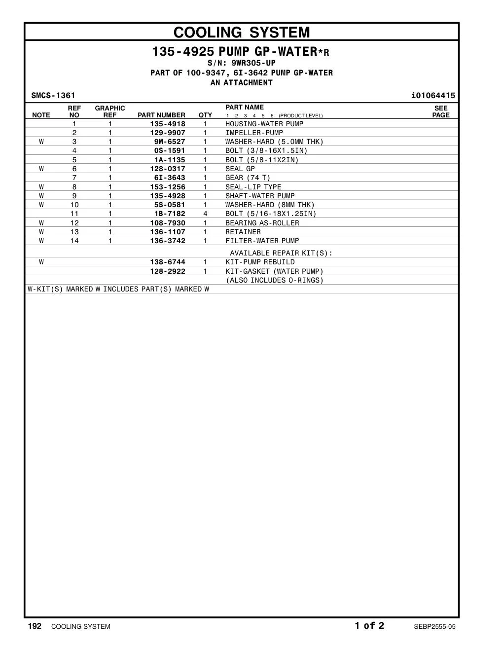 135-4918 - HOUSING-WATER PUMP
