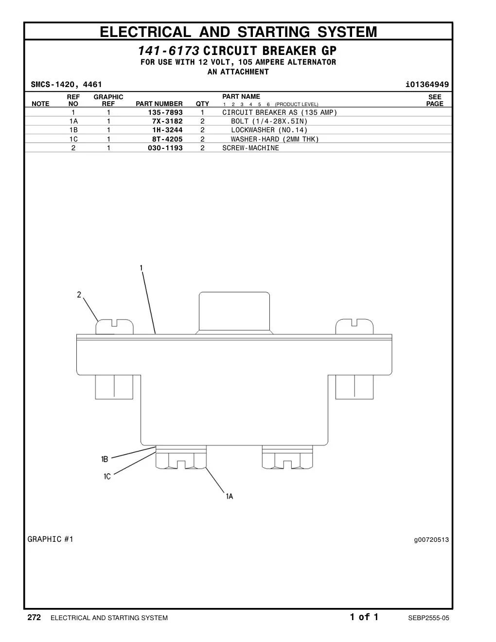135-7893 - CIRCUIT BREAKER AS (135 AMP)