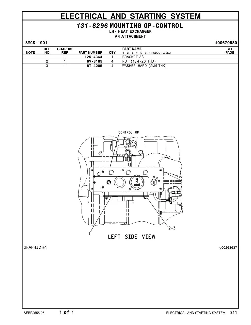 125-4364 BRACKET AS CAT parts manual diagram