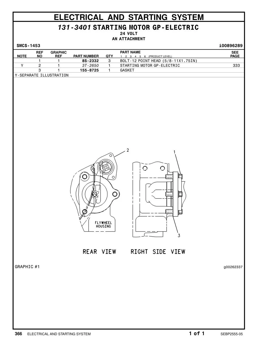 3T-2650 STARTING MOTOR GP-ELECTRIC CAT parts manual diagram
