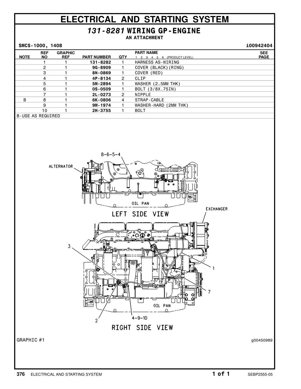 131-8282 HARNESS AS-WIRING CAT parts manual diagram