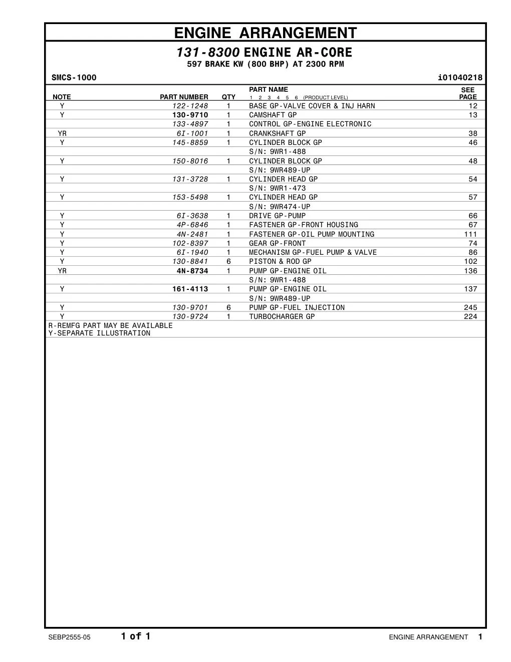 4N-8734 PUMP GP-ENGINE OIL S/N: 9WR1-488 CAT parts diagram