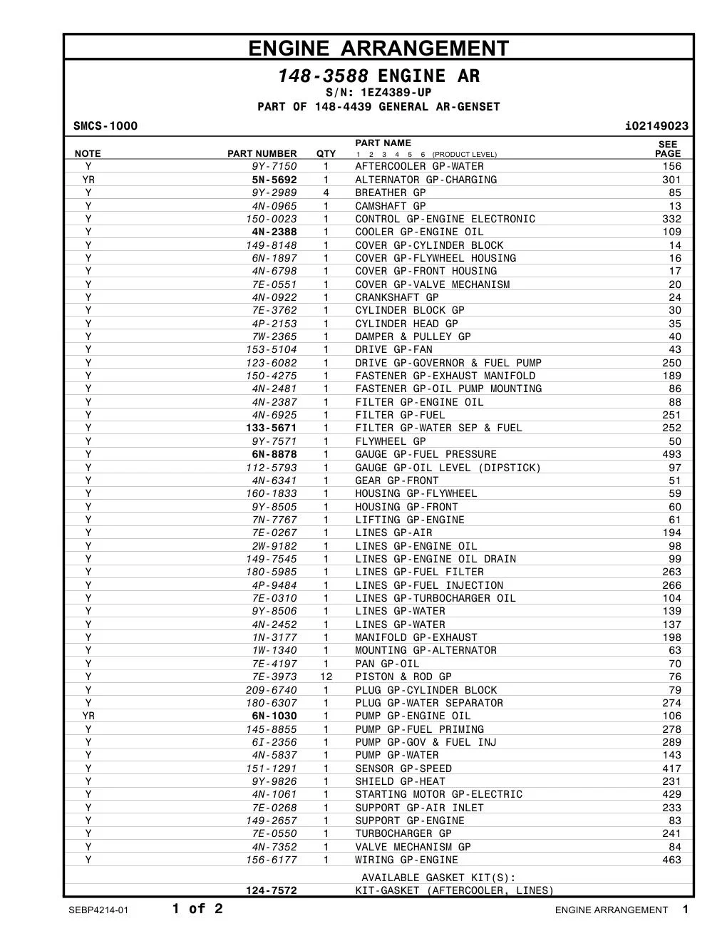 6N-1030 PUMP GP-ENGINE OIL CAT parts diagram