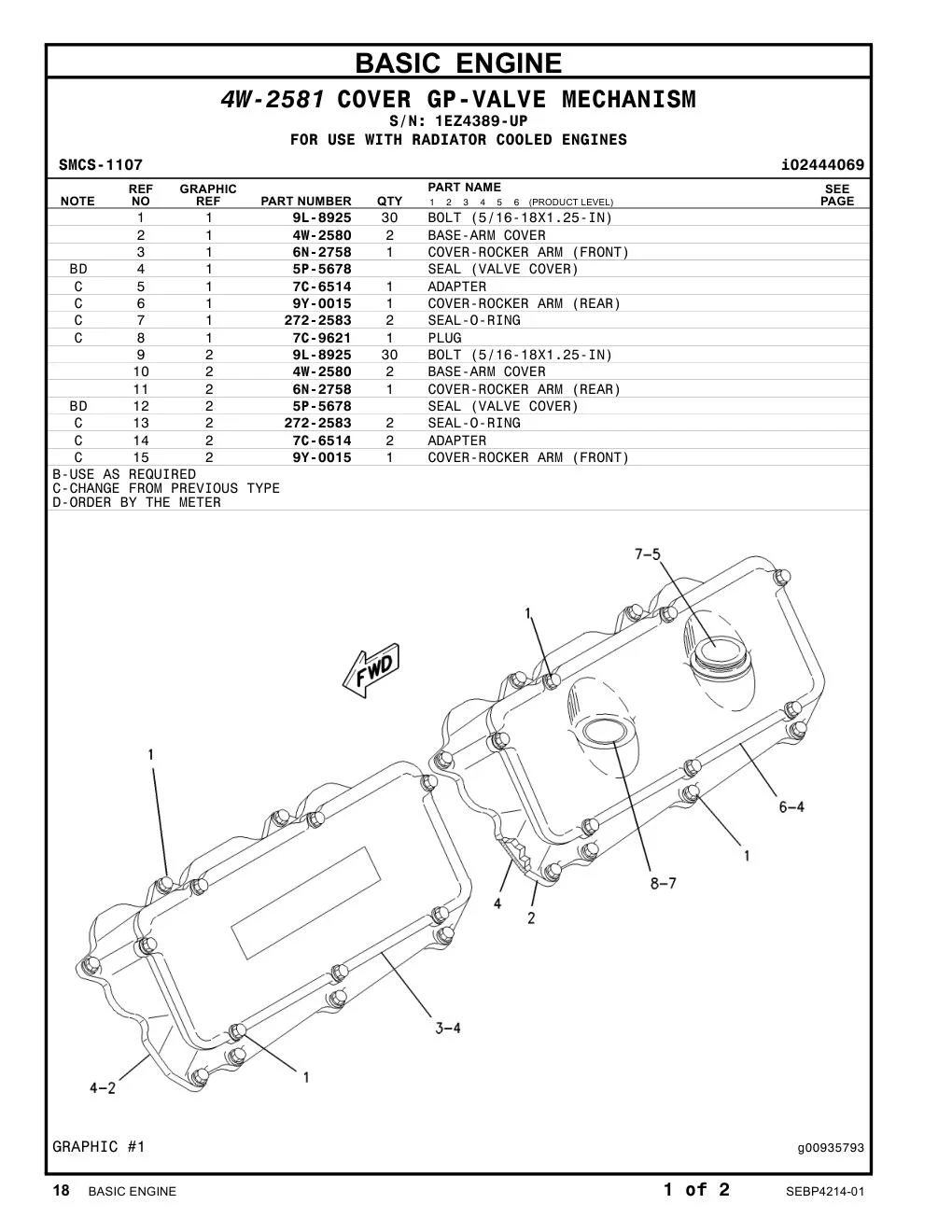 6N-2758 - COVER-ROCKER ARM (FRONT)