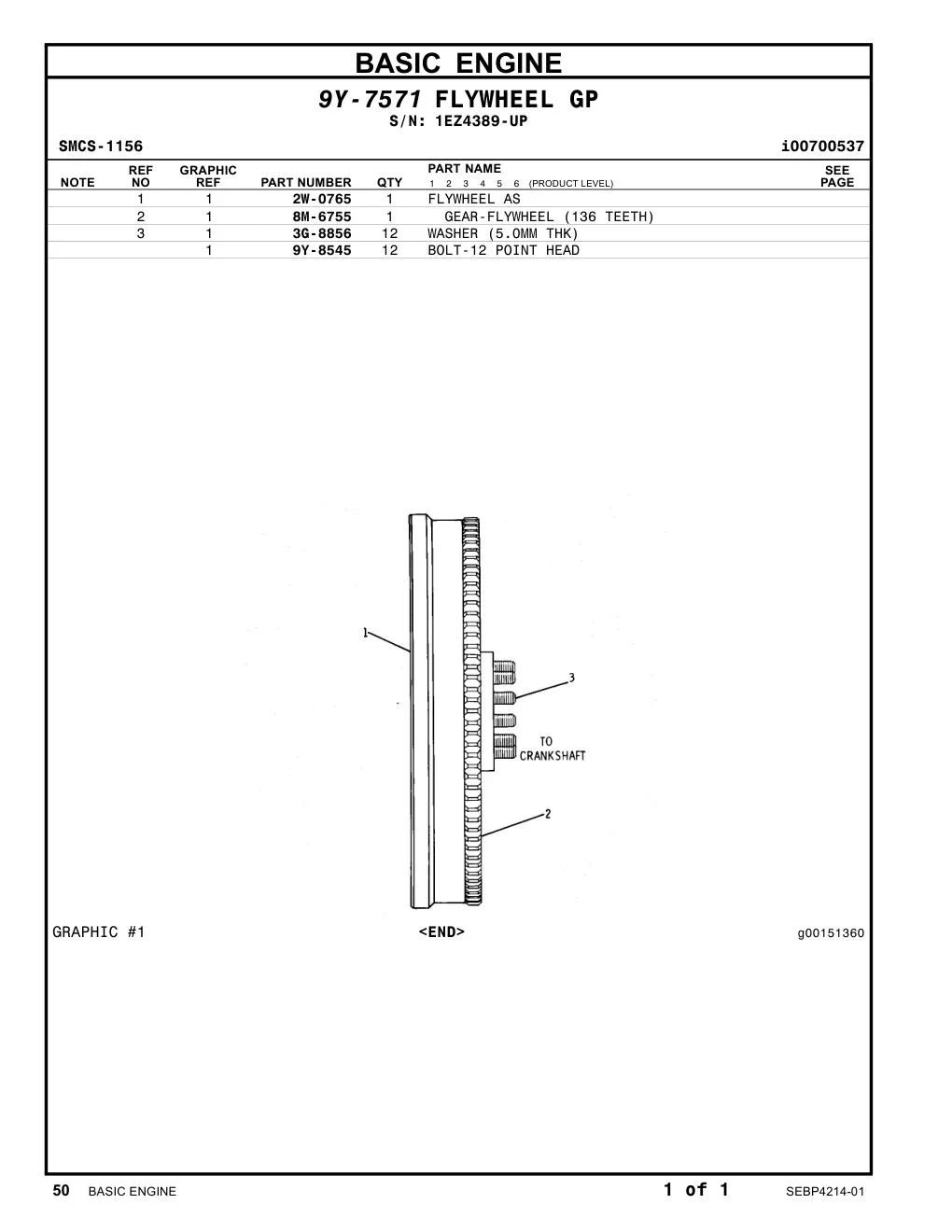 2W-0765 - FLYWHEEL AS