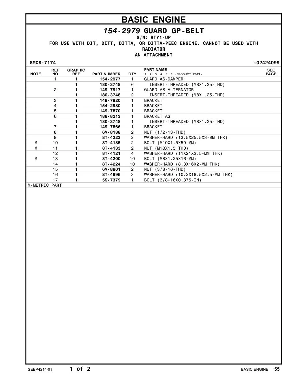 149-7917 GUARD AS-ALTERNATOR · S/N RTY1-UP CAT parts manual diagram