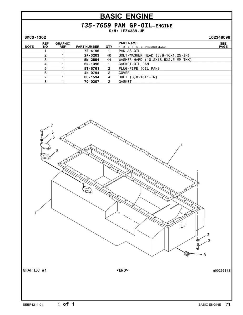 6N-1396 - GASKET-OIL PAN