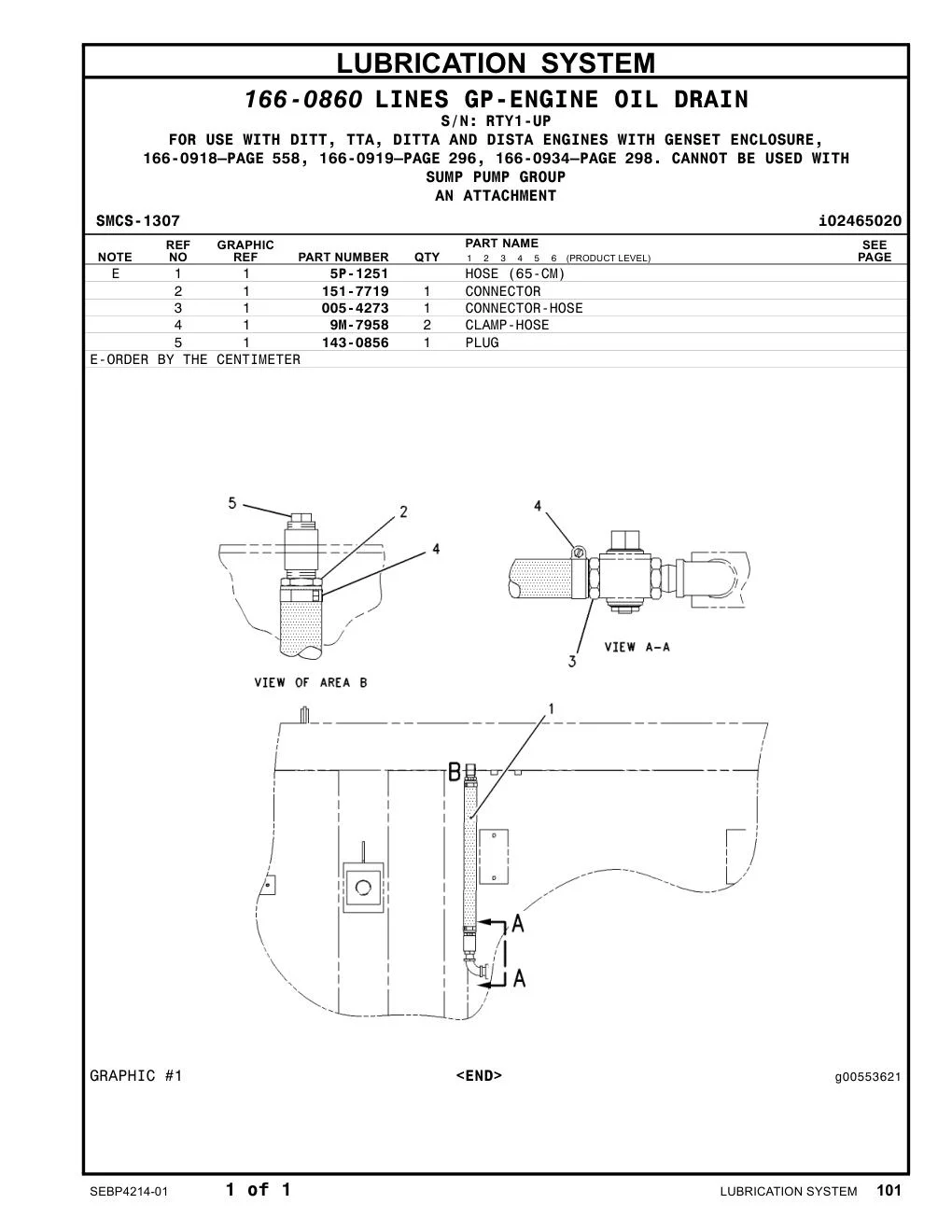 005-4273 CONNECTOR-HOSE · S/N RTY1-UP CAT parts manual diagram