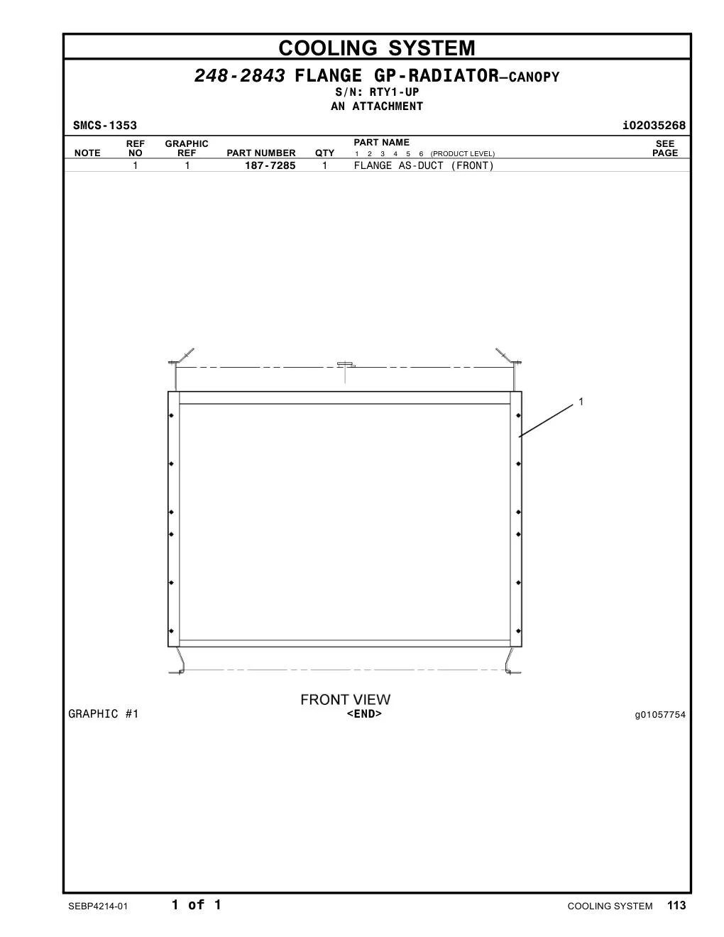 187-7285 - FLANGE AS-DUCT (FRONT)