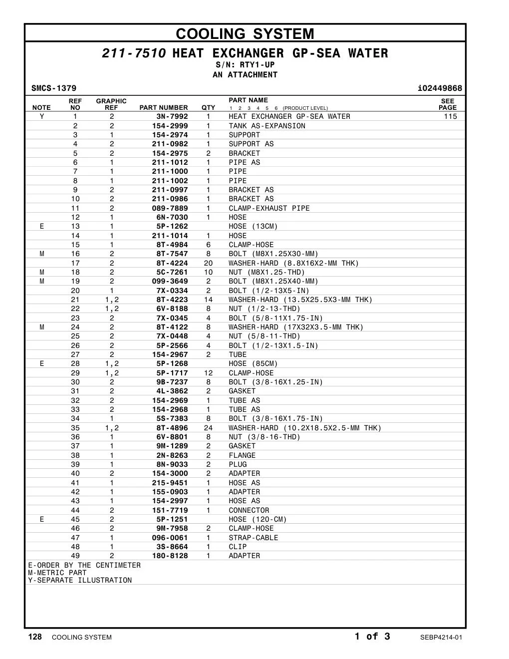 154-2968 TUBE AS · S/N RTY1-UP CAT parts manual diagram