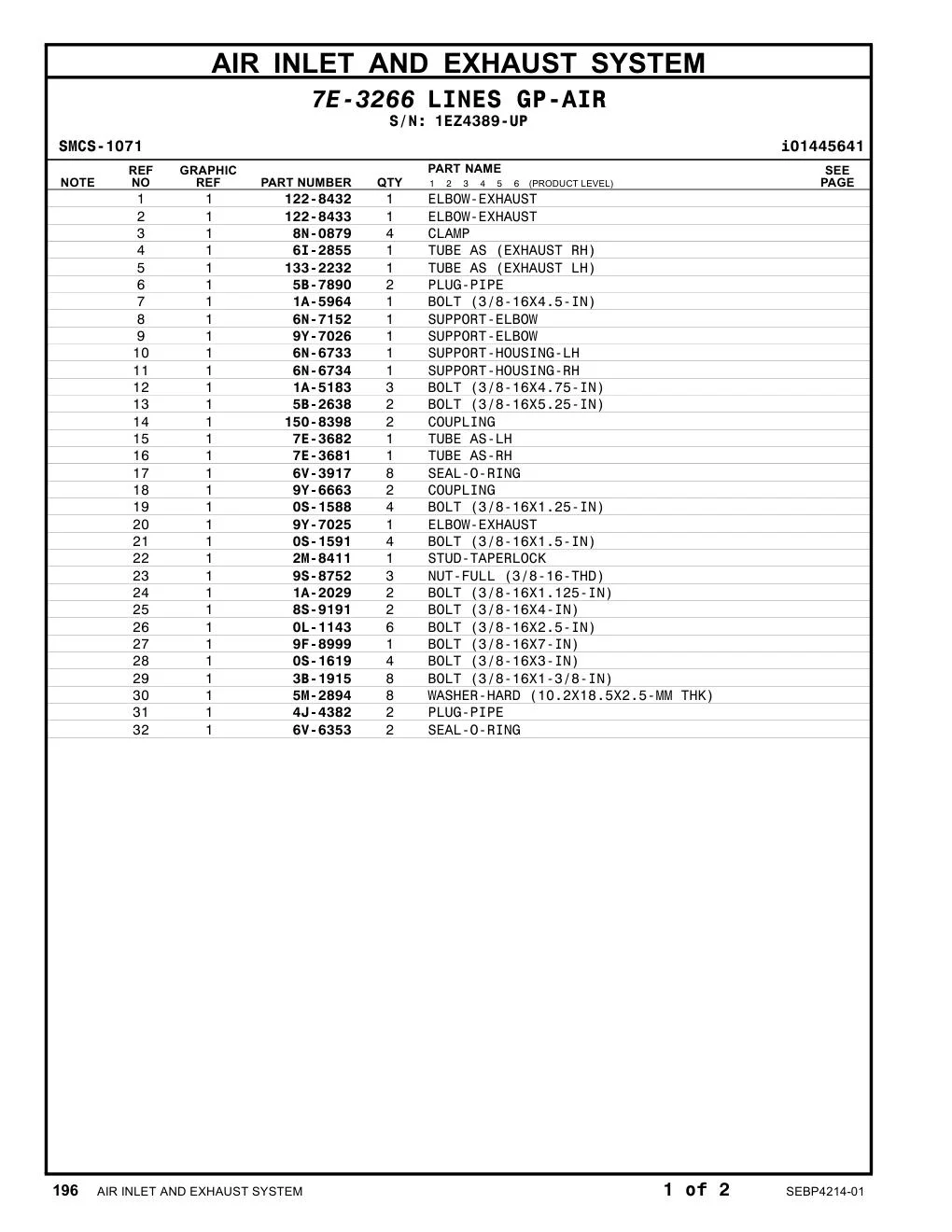 6N-6733 SUPPORT-HOUSING-LH · S/N 1EZ4389-UP CAT parts manual diagram
