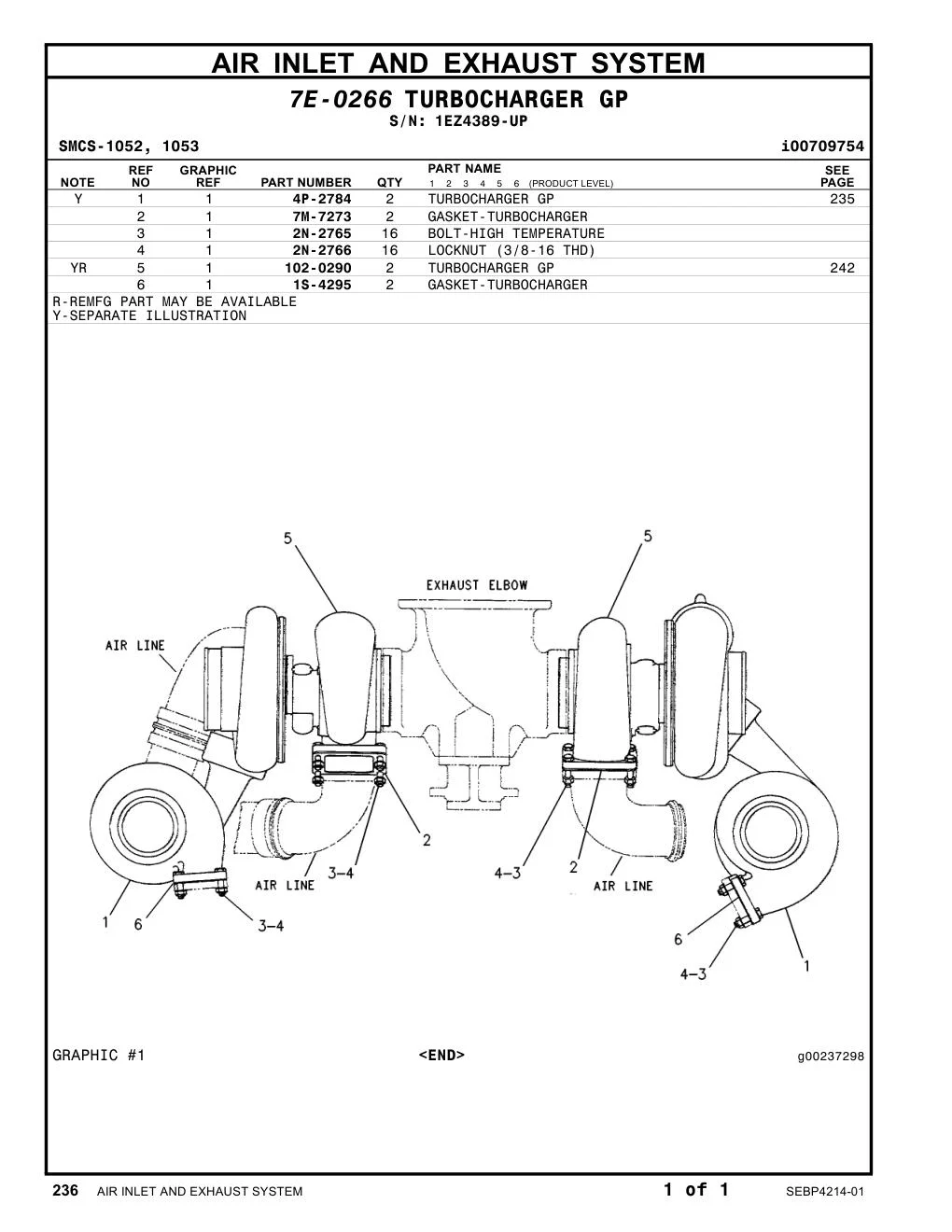 2N-2765 BOLT-HIGH TEMPERATURE (3/8-16X1.75-IN) · S/N 1EZ4389-UP CAT parts manual diagram