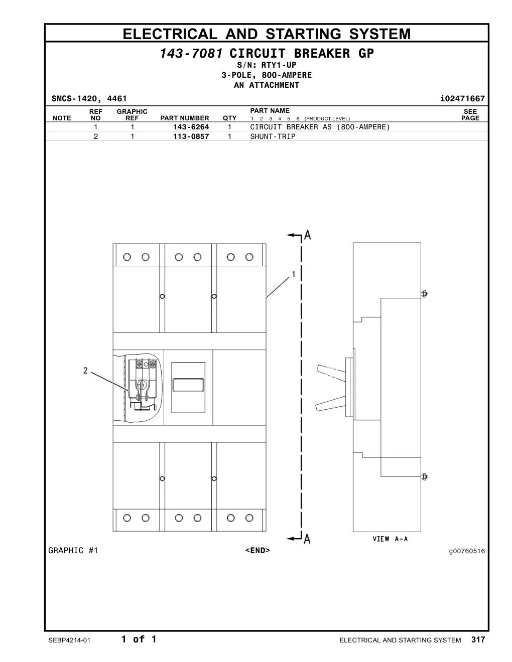 143-6264 - CIRCUIT BREAKER AS (800-AMPERE)