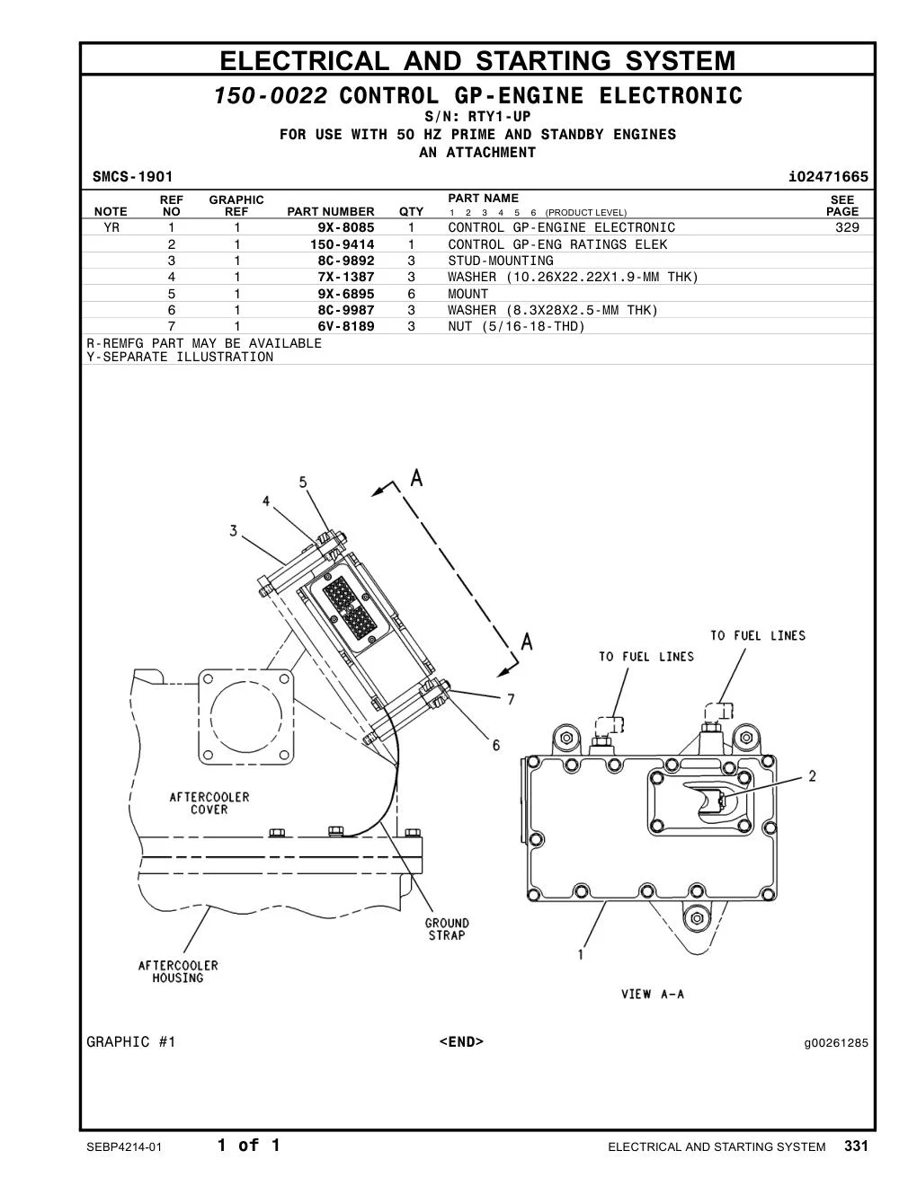 150-9414 - CONTROL GP-ENG RATINGS ELEK