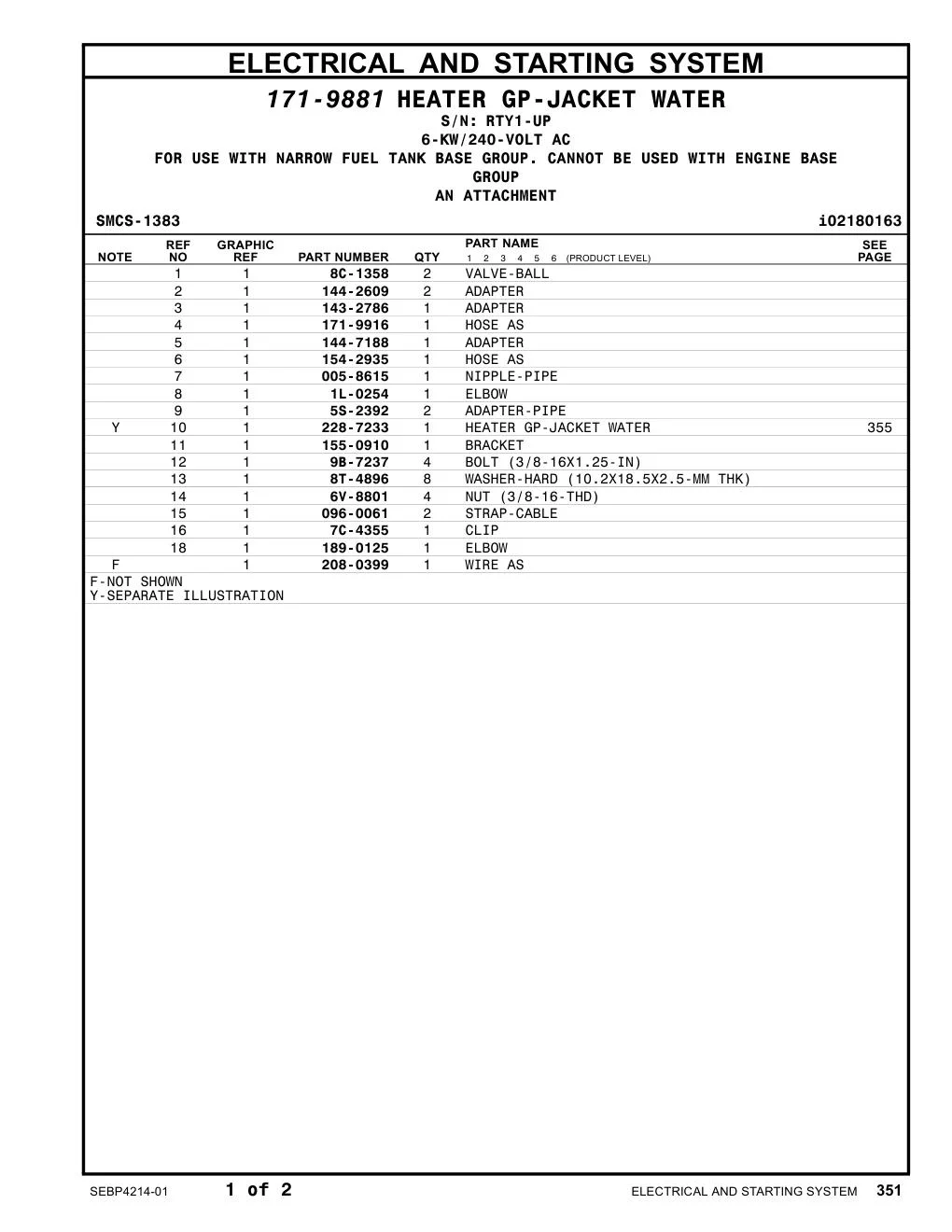 171-9916 HOSE AS · S/N RTY1-UP CAT parts manual diagram