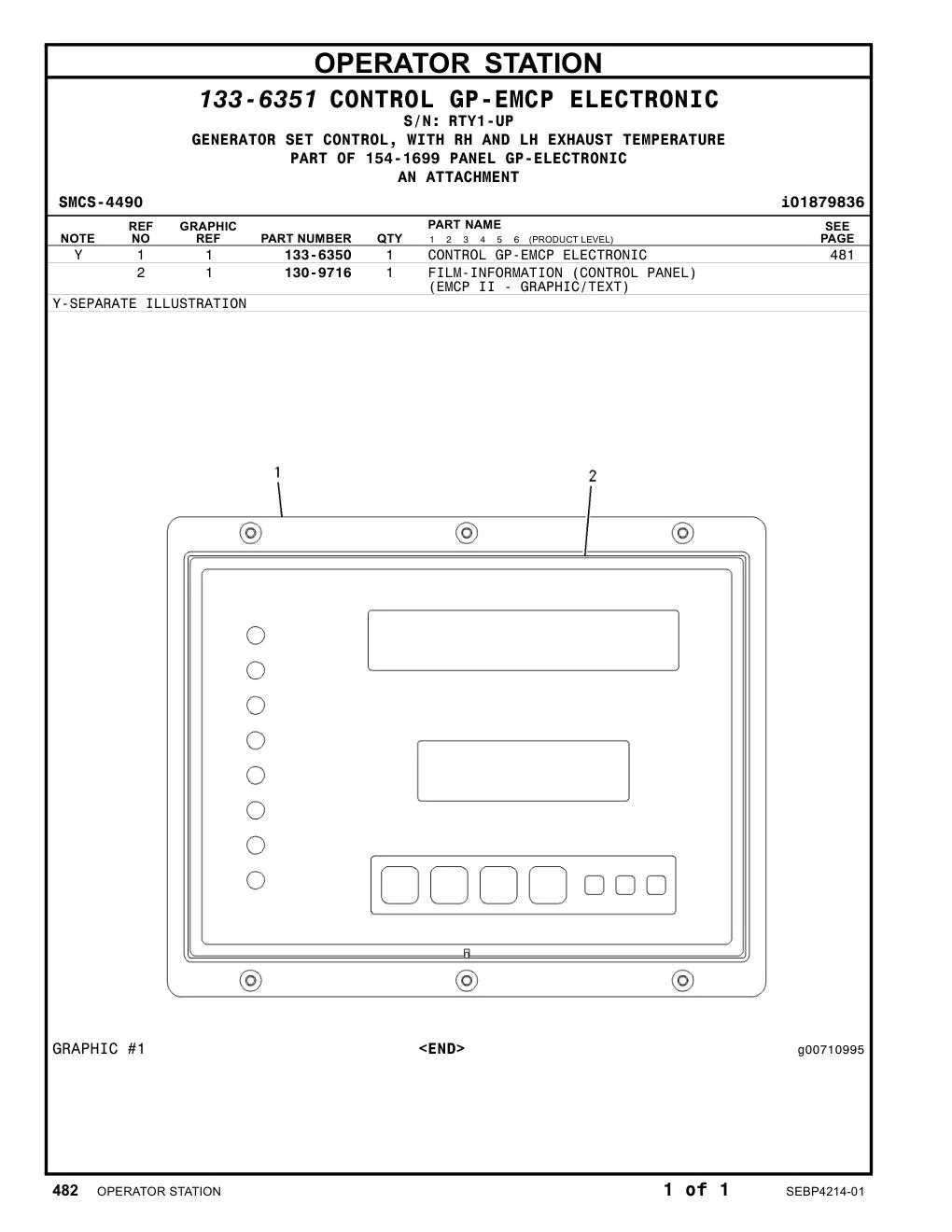 133-6350 CONTROL GP-EMCP ELECTRONIC · S/N RTY1-UP CAT parts manual diagram