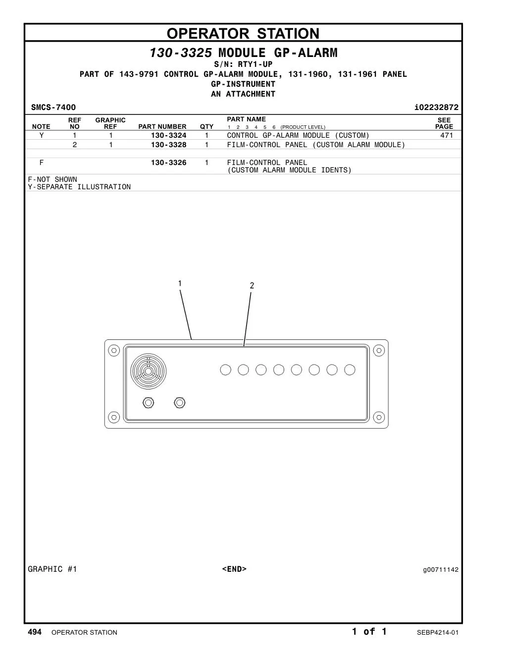 130-3328 - FILM-CONTROL PANEL (CUSTOM ALARM MODULE)