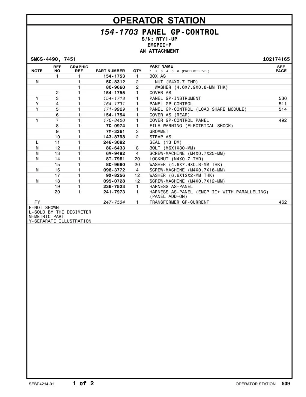 236-7523 HARNESS AS-PANEL · S/N RTY1-UP CAT parts manual diagram