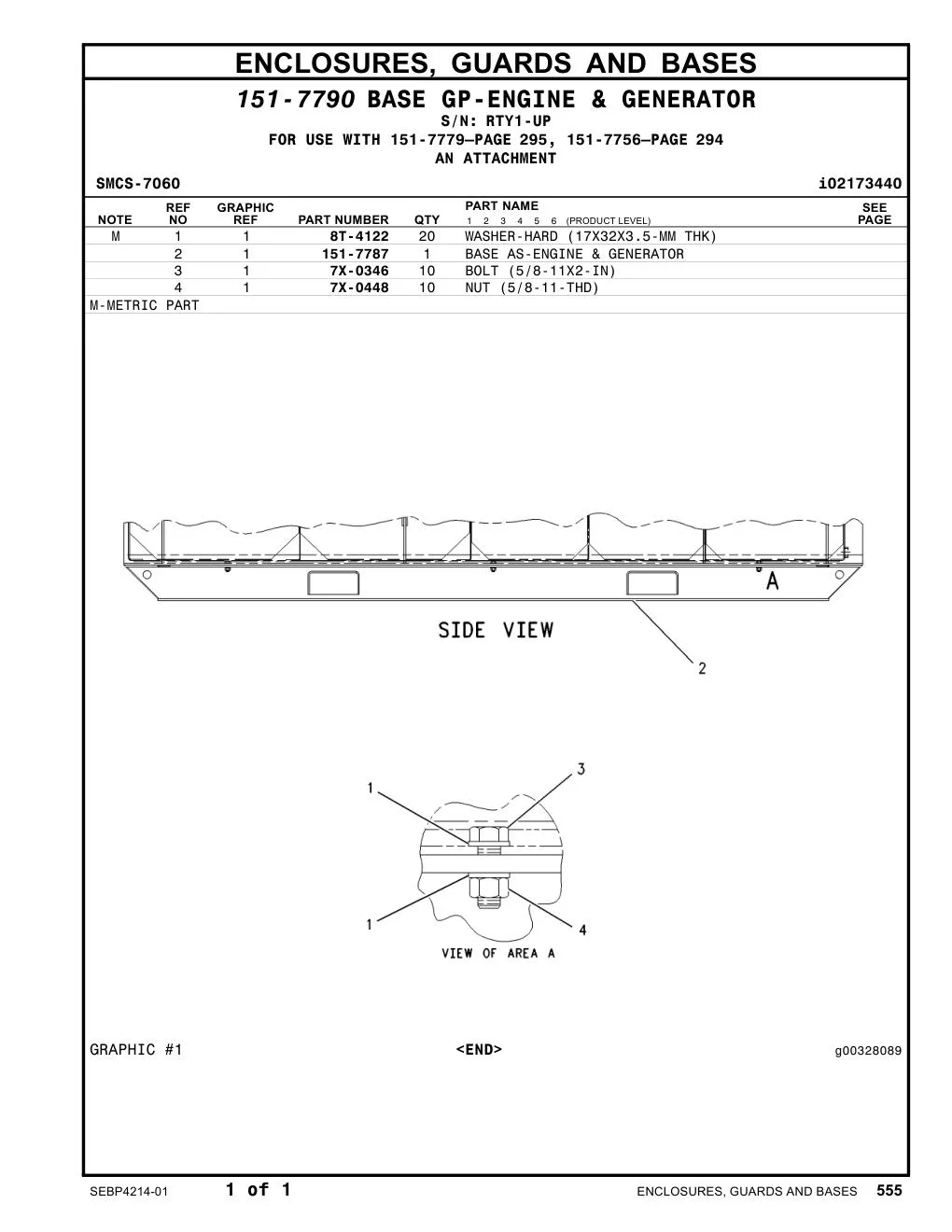 151-7787 - BASE AS-ENGINE & GENERATOR