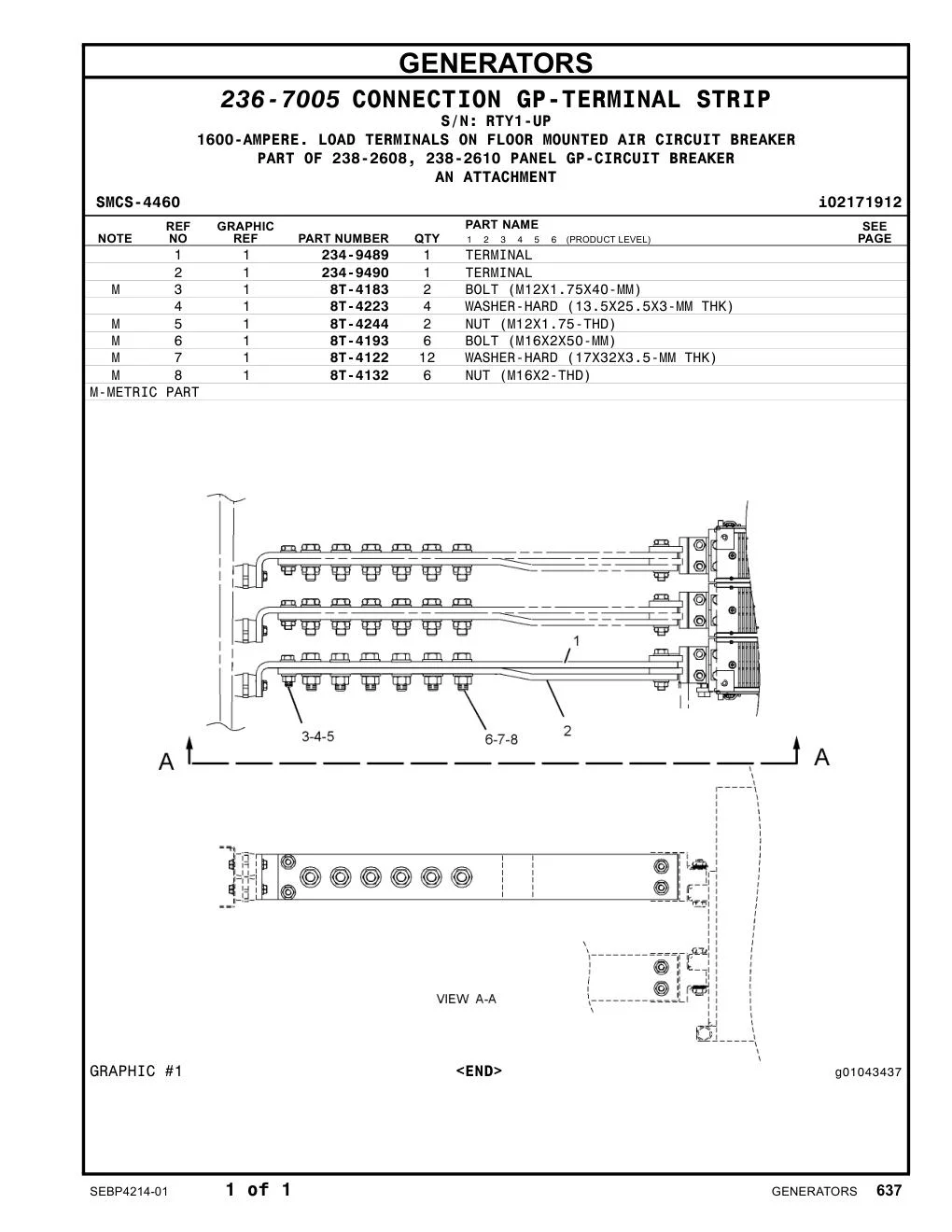 234-9489 TERMINAL · S/N RTY1-UP CAT parts manual diagram
