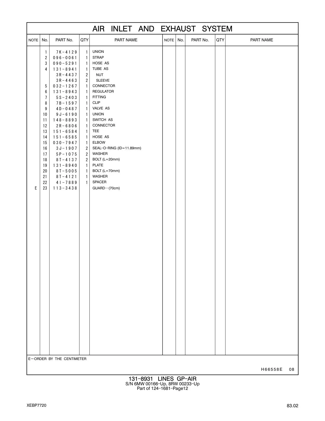 151-6584 TEE CAT parts manual diagram