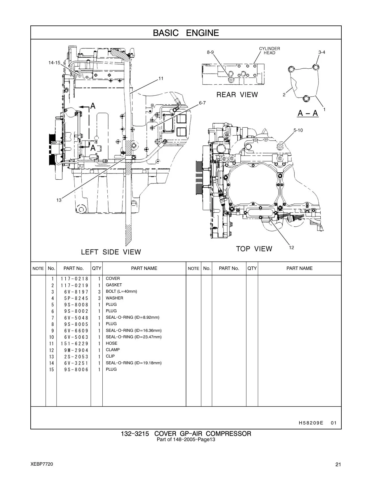 117-0218 COVER CAT parts manual diagram