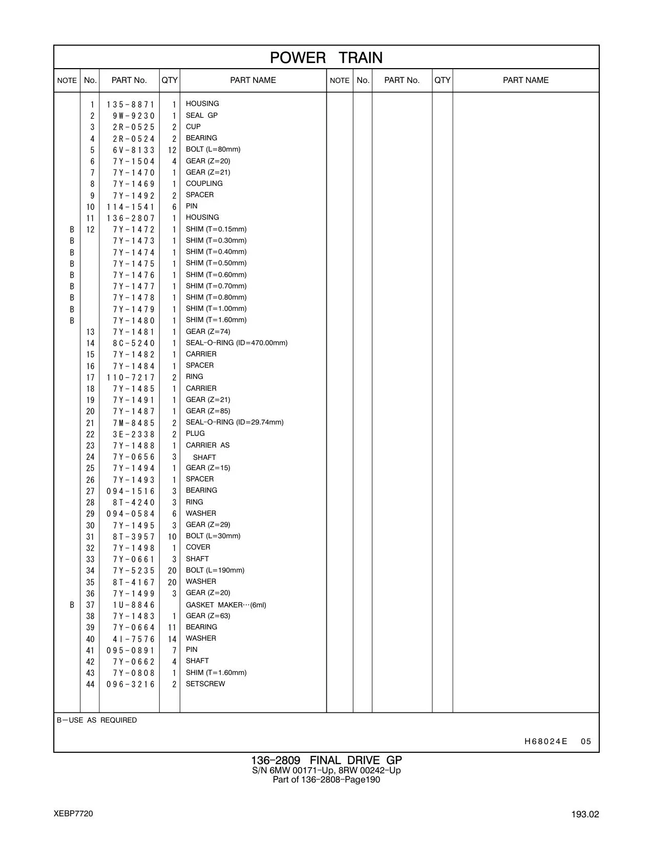 135-8871 HOUSING CAT parts manual diagram