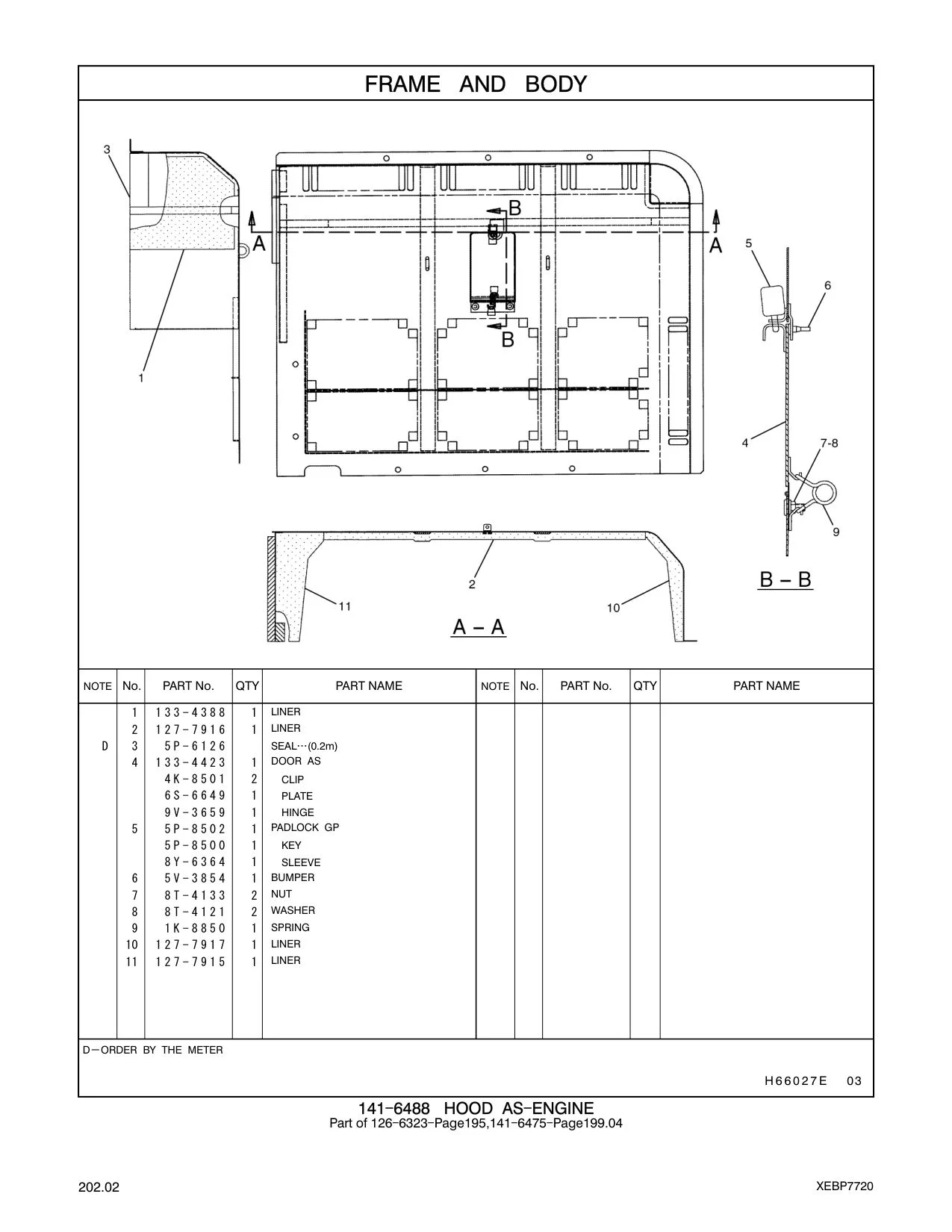 127-7916 LINER CAT parts manual diagram