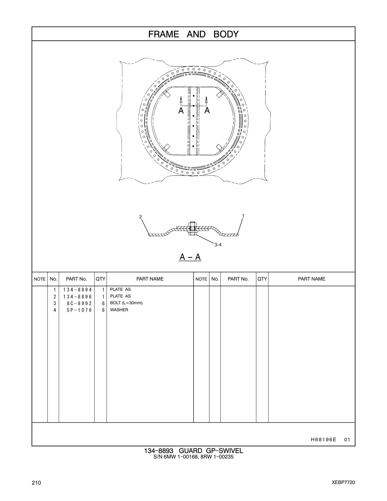 134-8896 PLATE AS CAT parts manual diagram