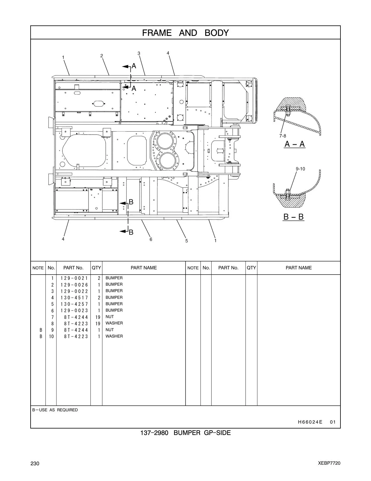 130-4257 BUMPER CAT parts manual diagram