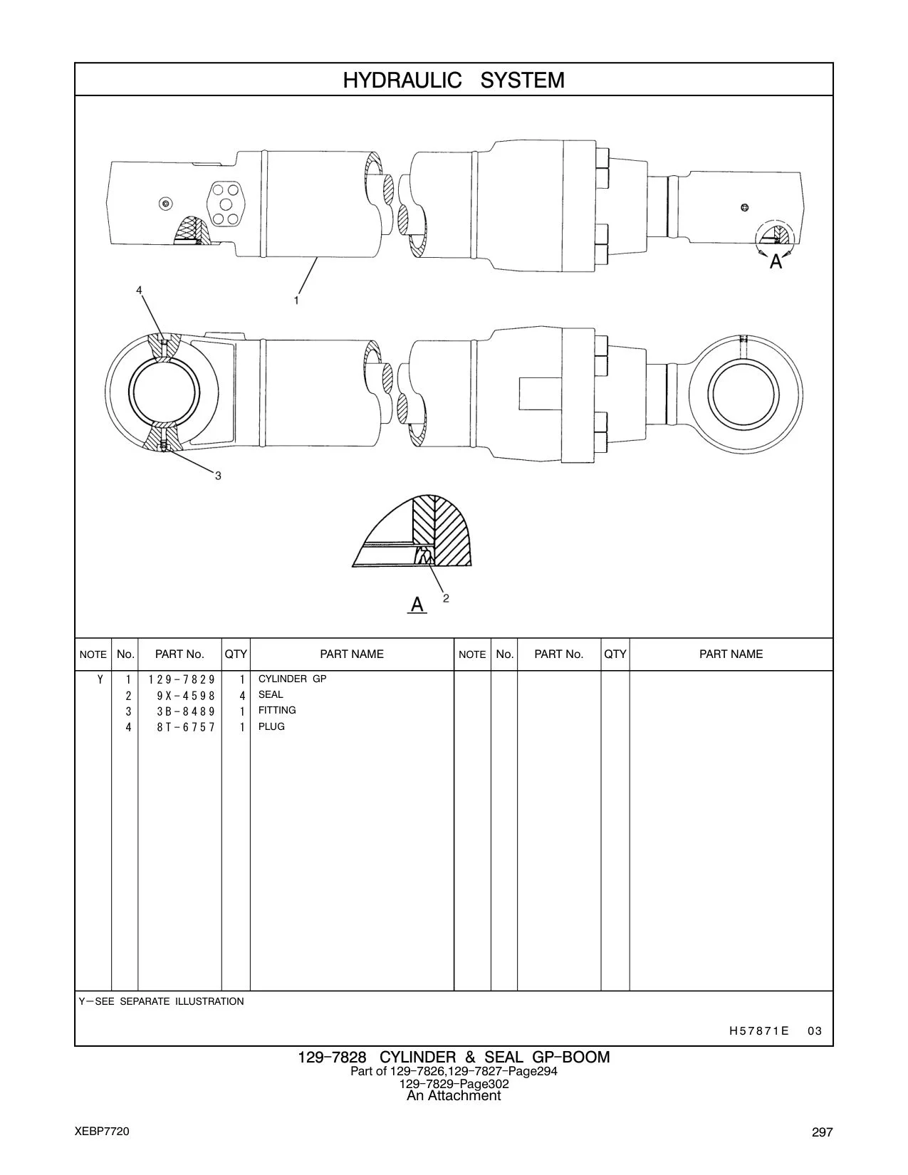 129-7829 CYLINDER GP CAT parts manual diagram