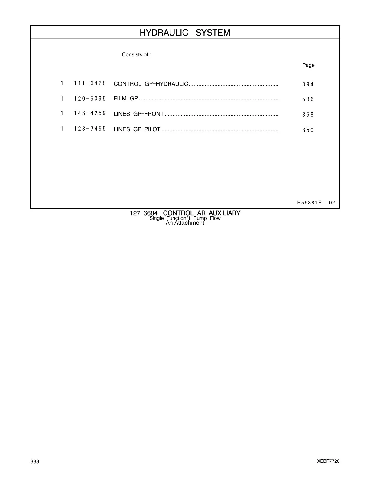 111-6428 - CONTROL GP-HYDRAULIC
