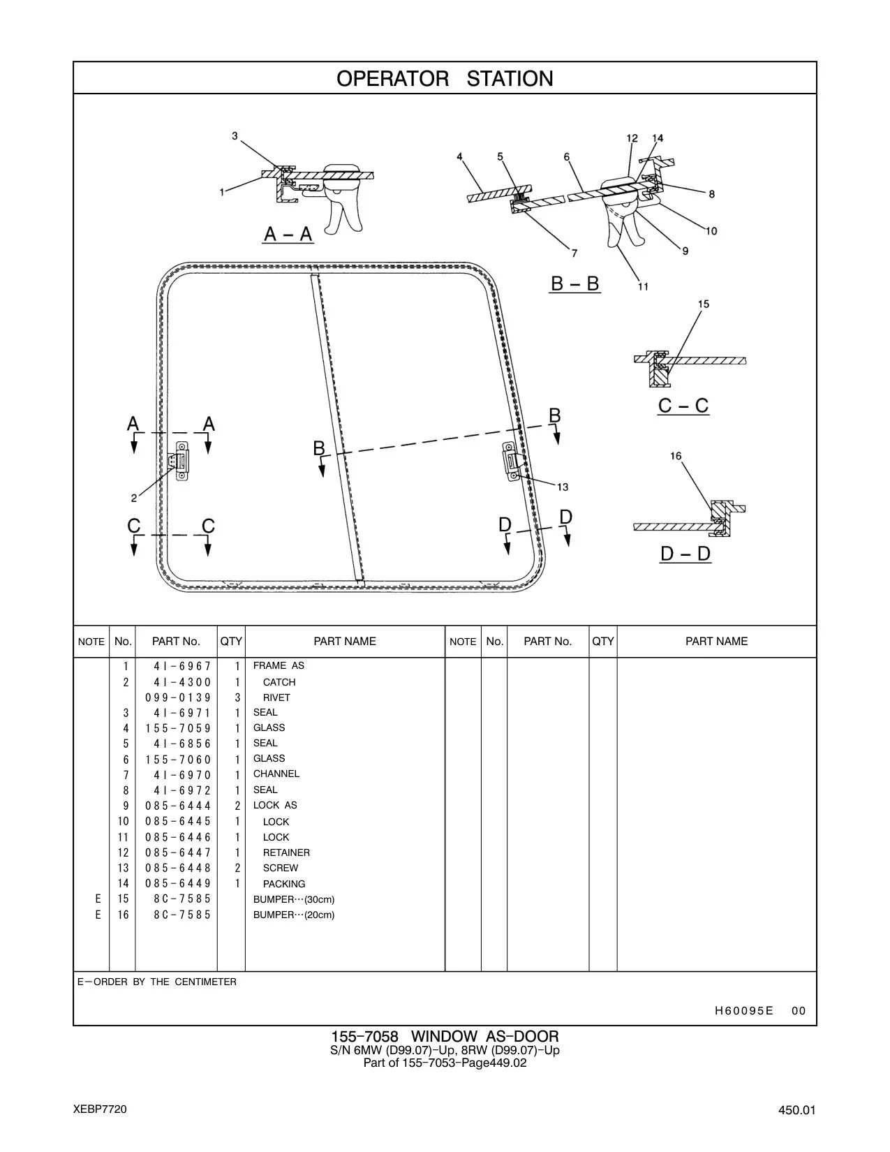 155-7060 GLASS CAT parts manual diagram