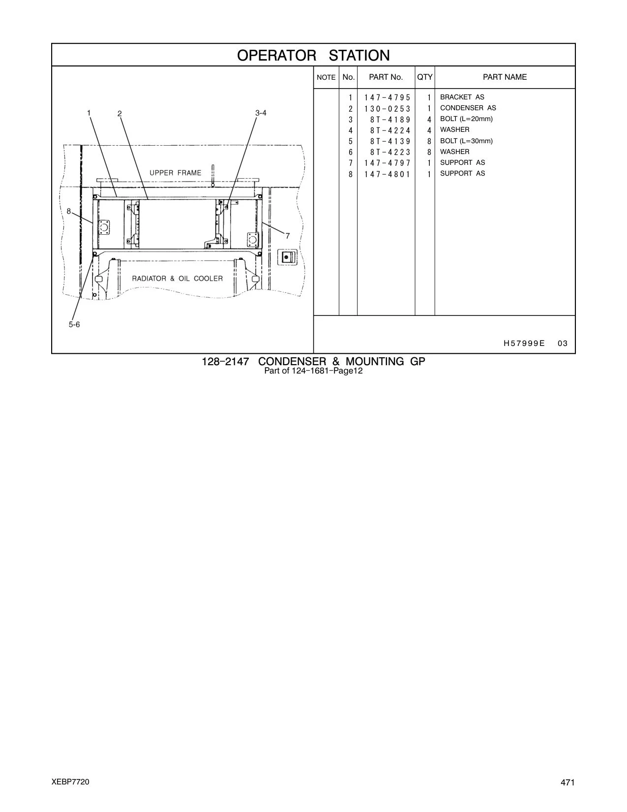 130-0253 CONDENSER AS CAT parts manual diagram
