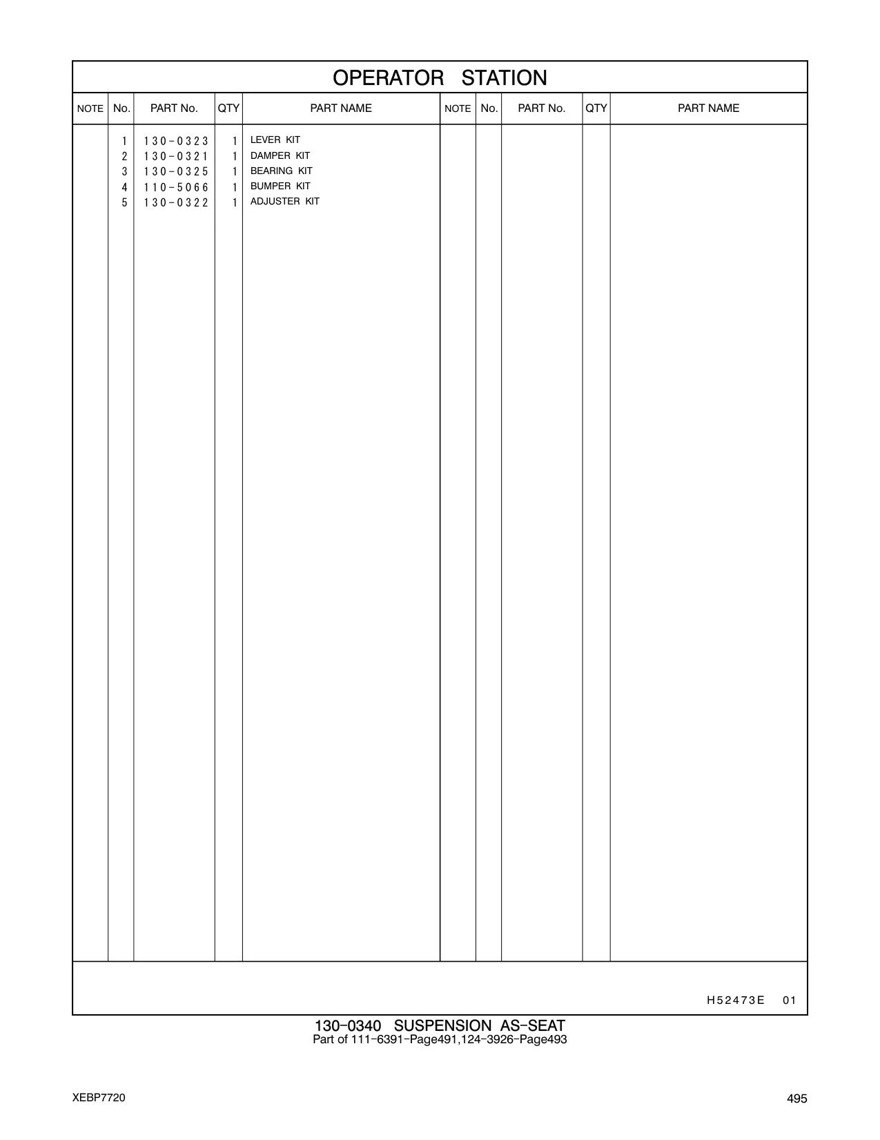 130-0325 BEARING KIT CAT parts manual diagram