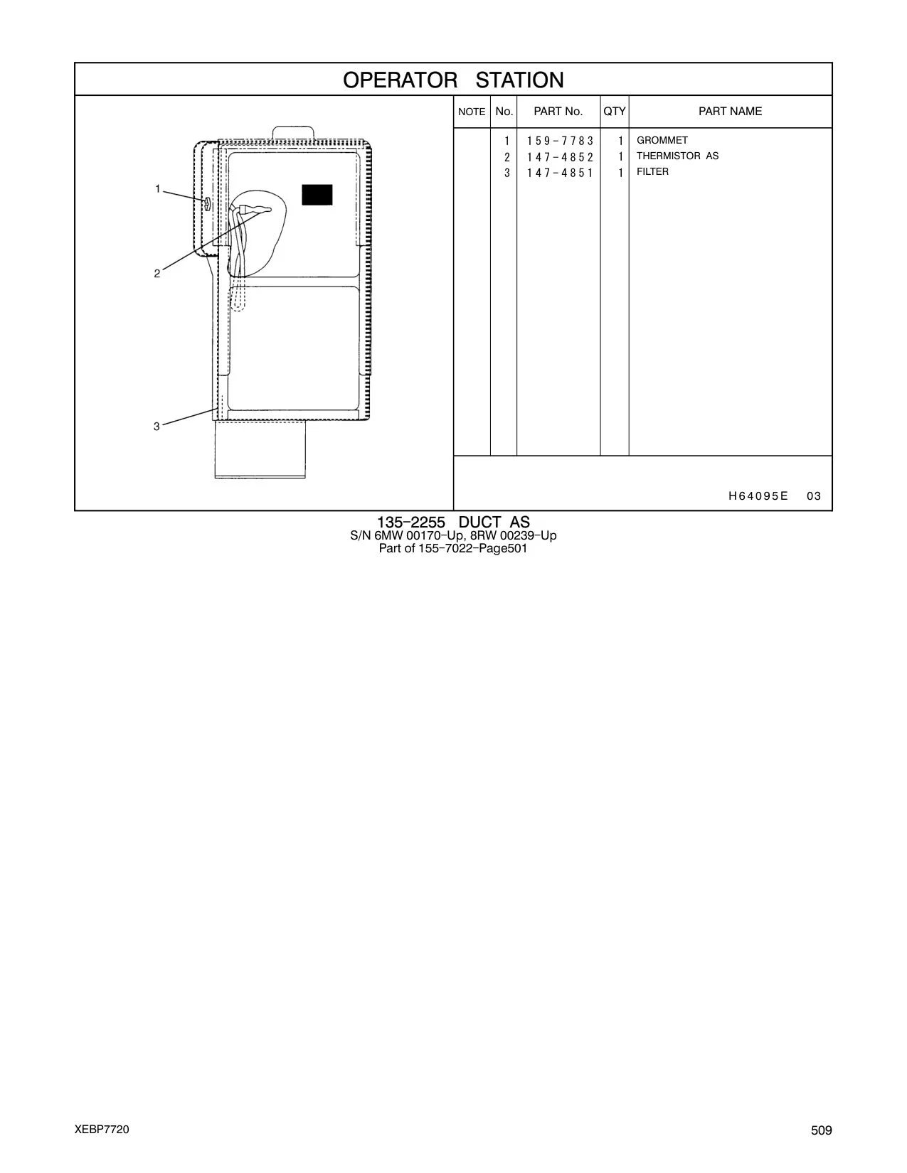 159-7783 GROMMET CAT parts manual diagram