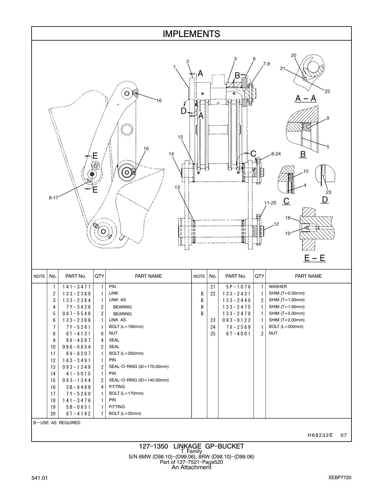 6V-8207 BOLT (L=250mm) CAT parts manual diagram