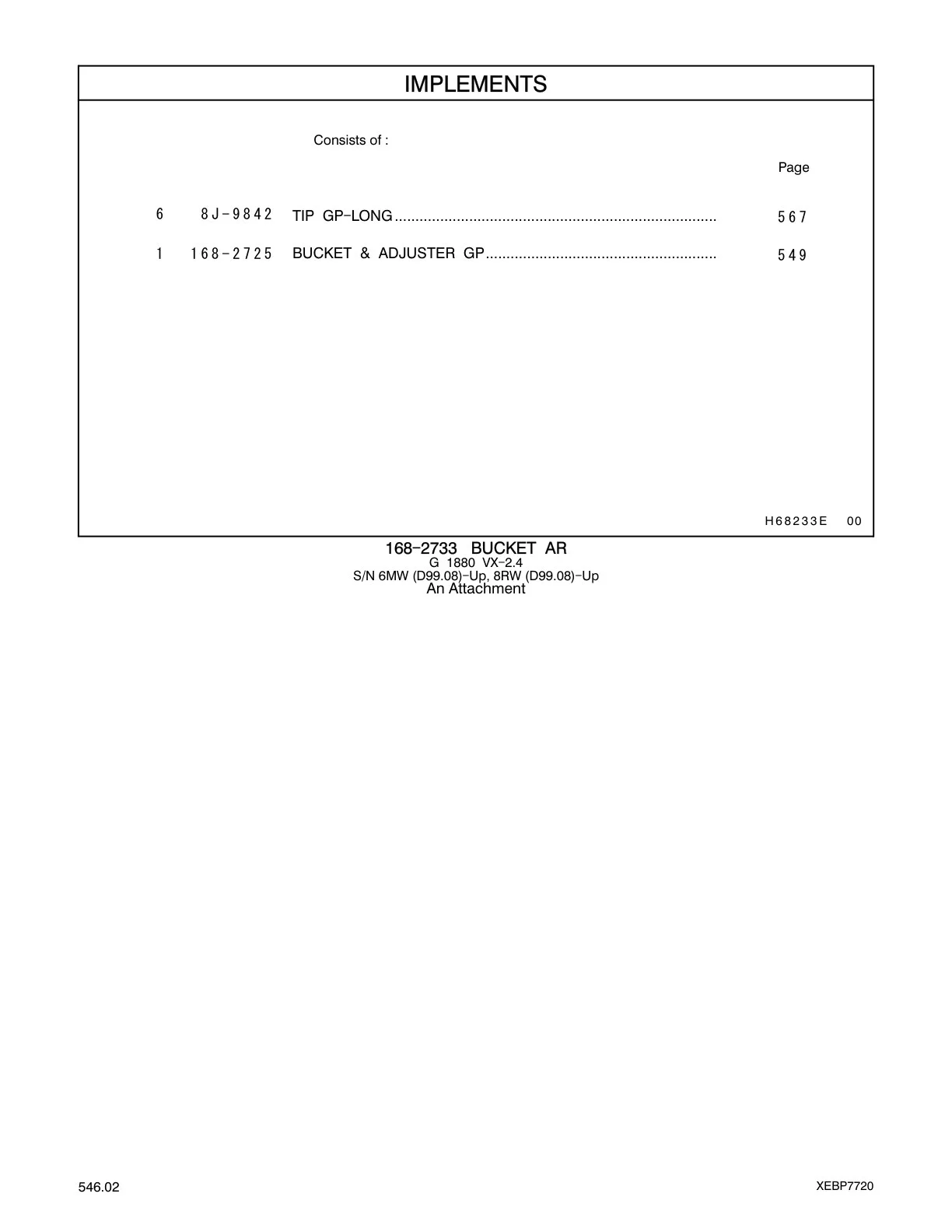 168-2725 BUCKET & ADJUSTER GP CAT parts manual diagram