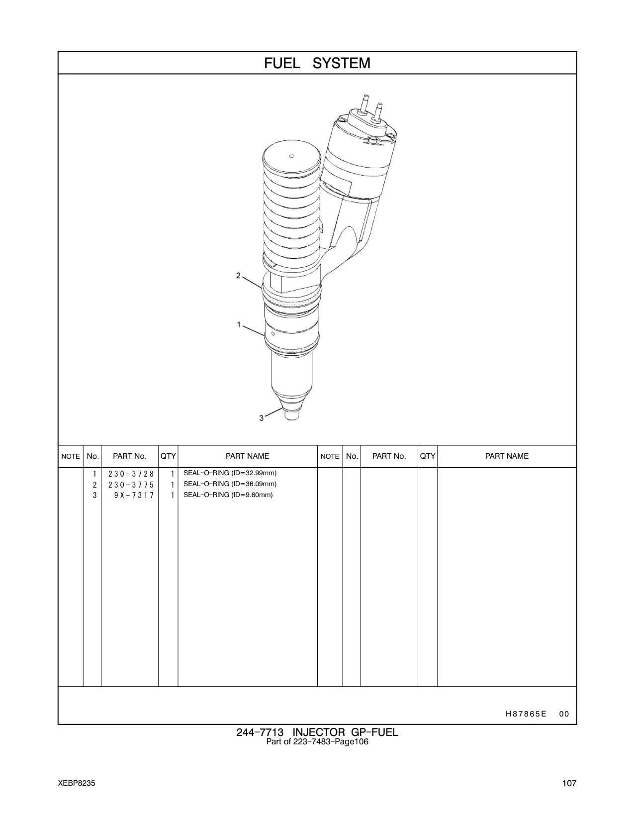 230-3728 SEAL-O-RING CAT parts manual diagram