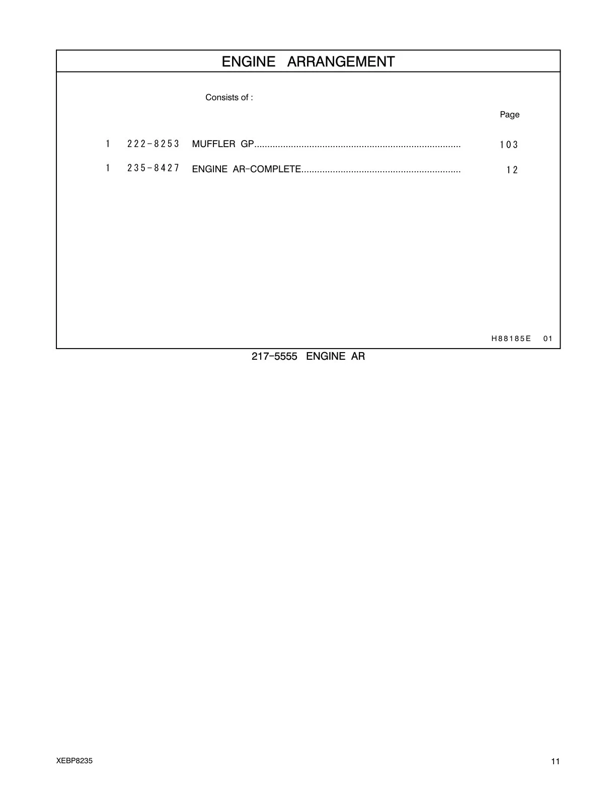 235-8427 ENGINE AR-COMPLETE CAT parts manual diagram